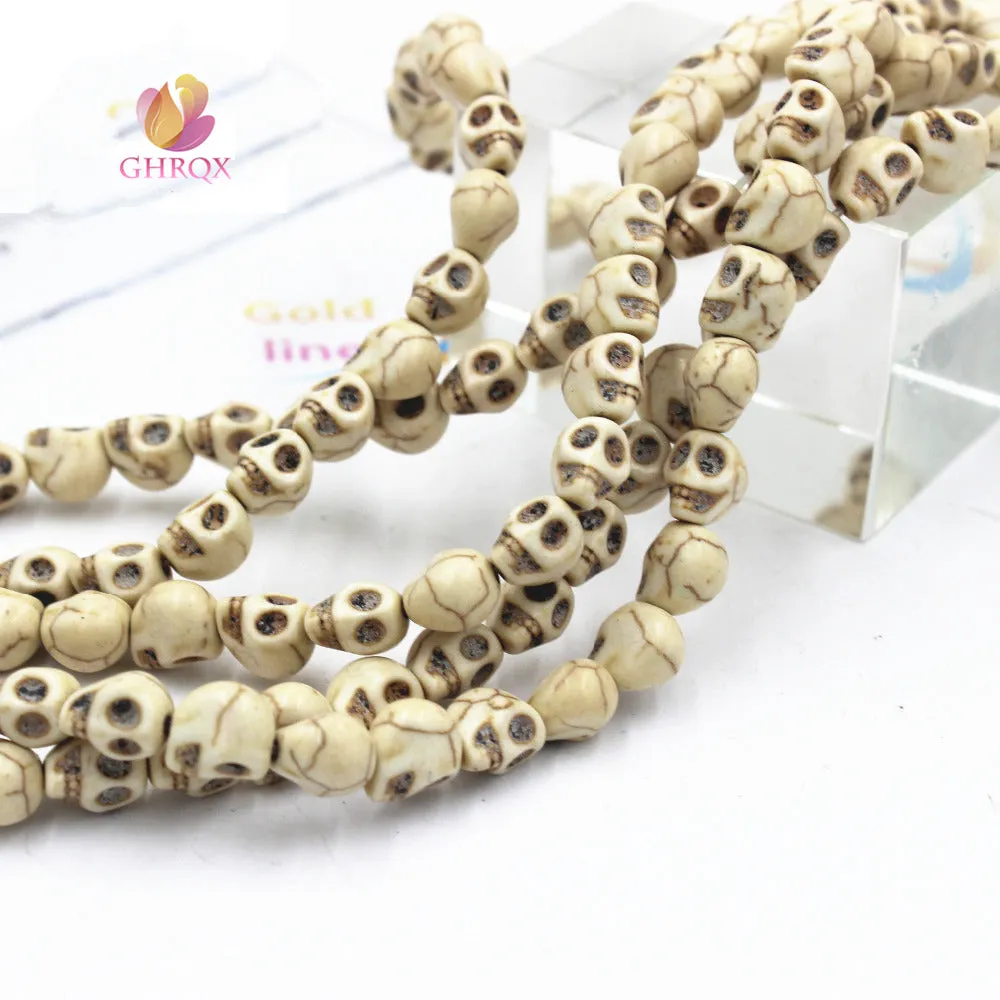 10MM 12 mm White blue  Natural Skull Loose  Beads   Skull Beads Fit Jewelry DIY making