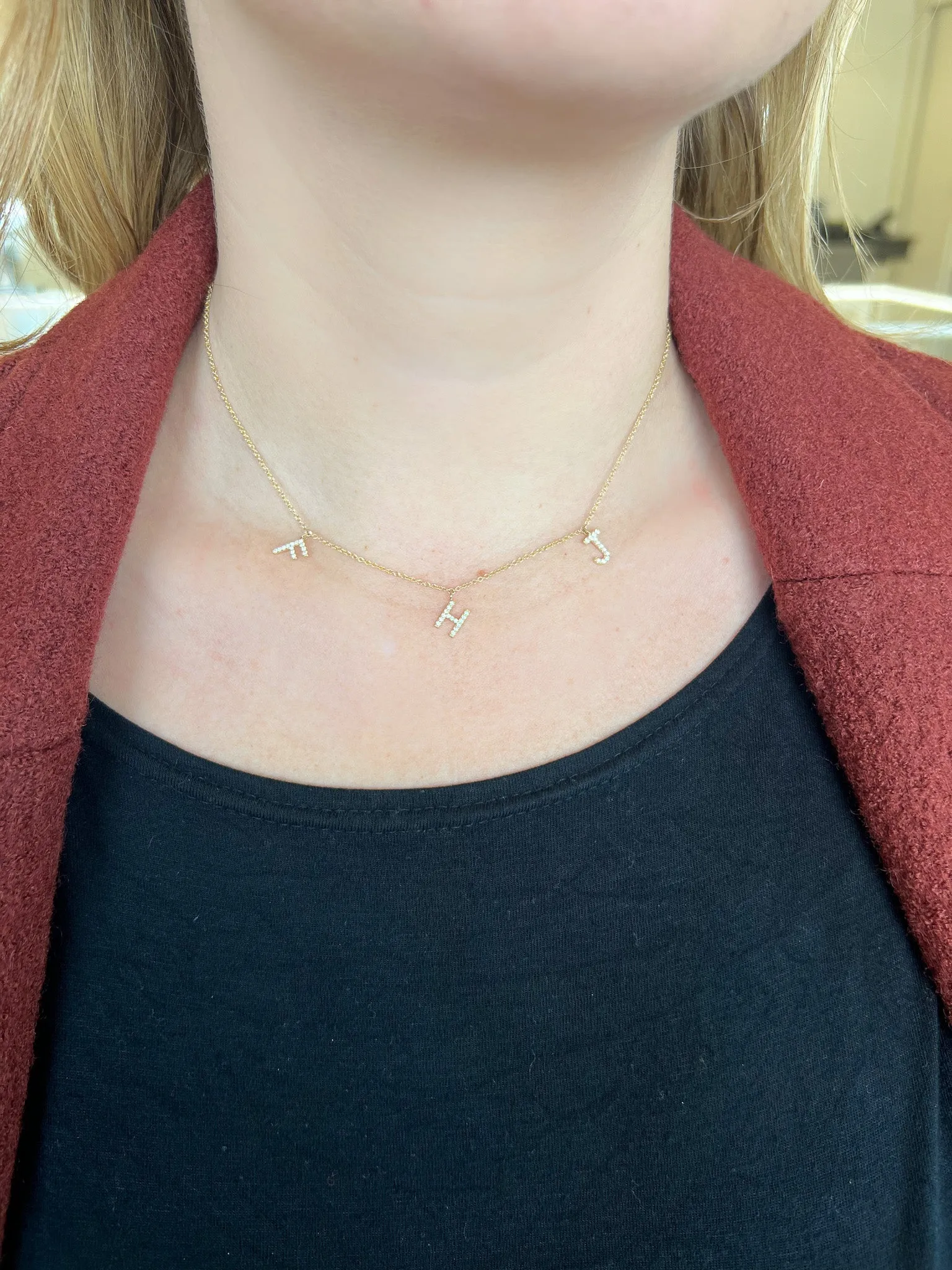 14K Diamond Letter Necklace