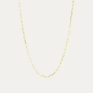 18k Yellow Gold Mini Paper Clip Chain Necklace