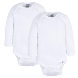 2-Pack Baby Neutral White Long Sleeve Onesies® Bodysuits