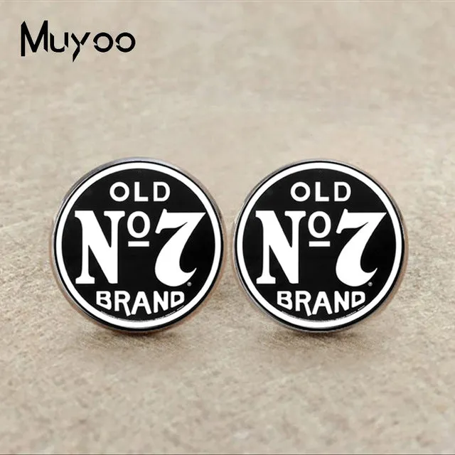 2017 New No 7 Jack Daniels Cufflink Tennesse Minimalistic Cufflinks Silver Cuff link Gifts Men Handmade Shirt Accessory C-0029