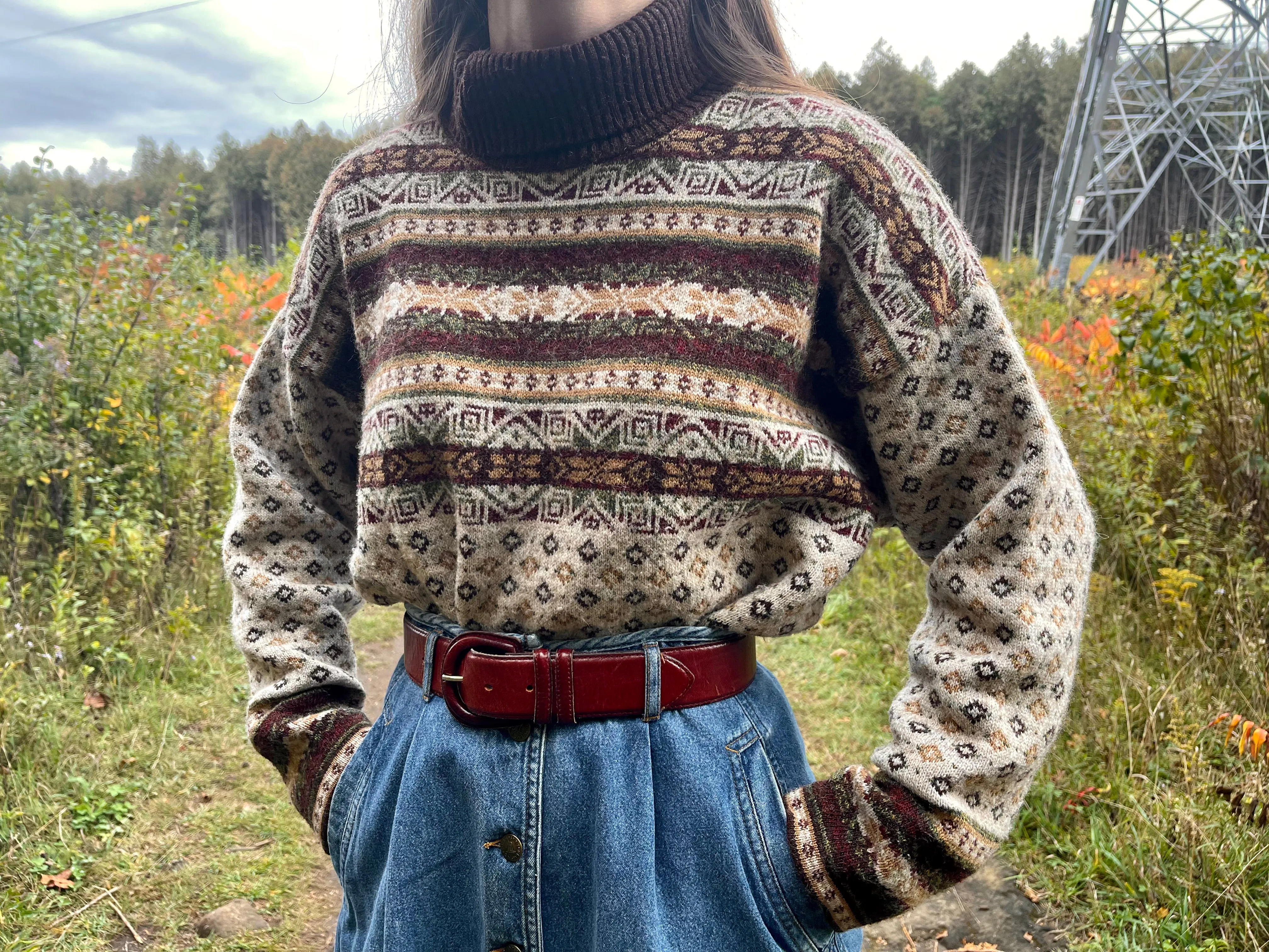 90s Norwegian-Inspired Wool-Blend Turtleneck - L