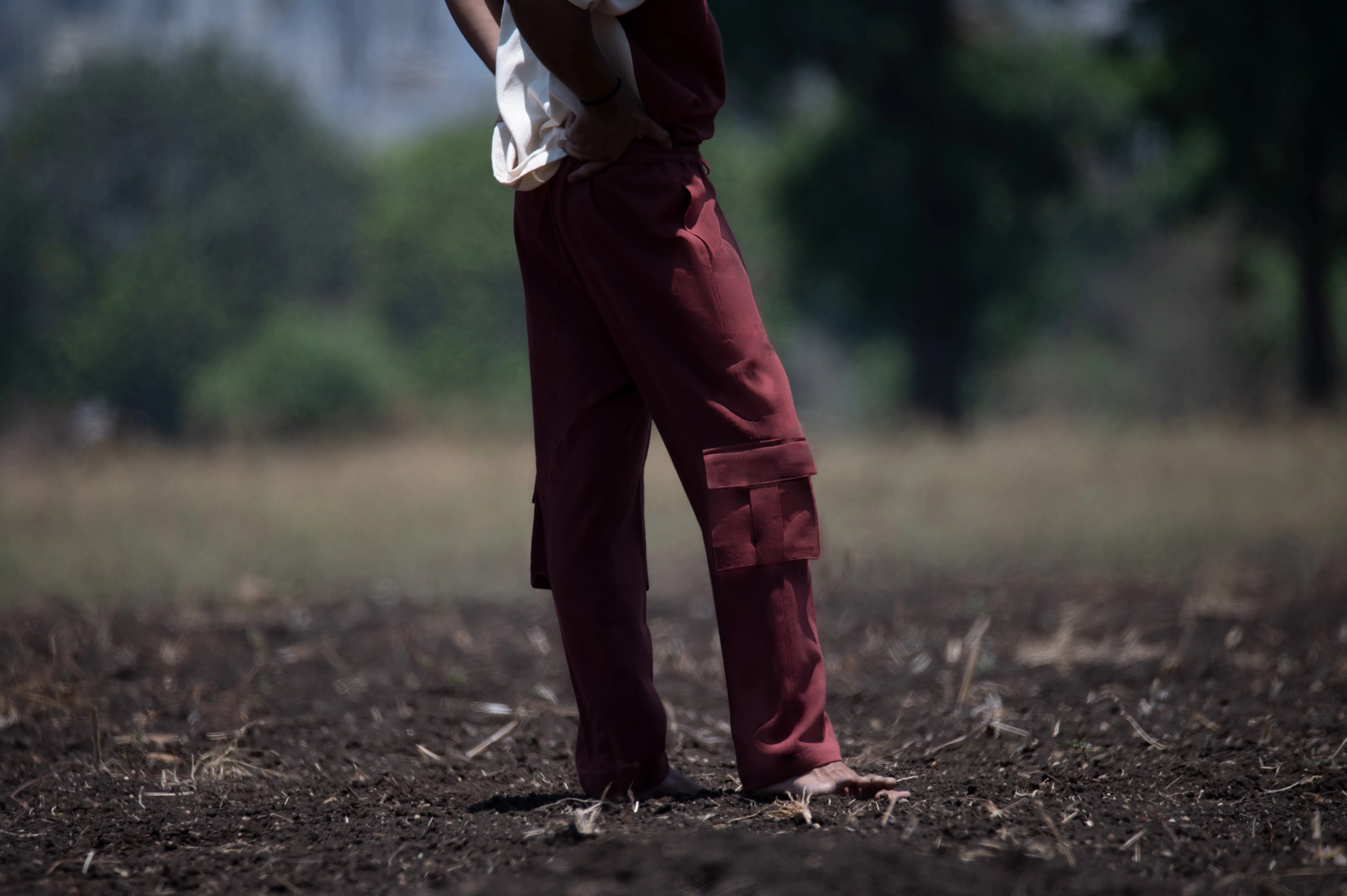 Aadya Moda Men's Kala Cotton Earthy Maroon Box Pant