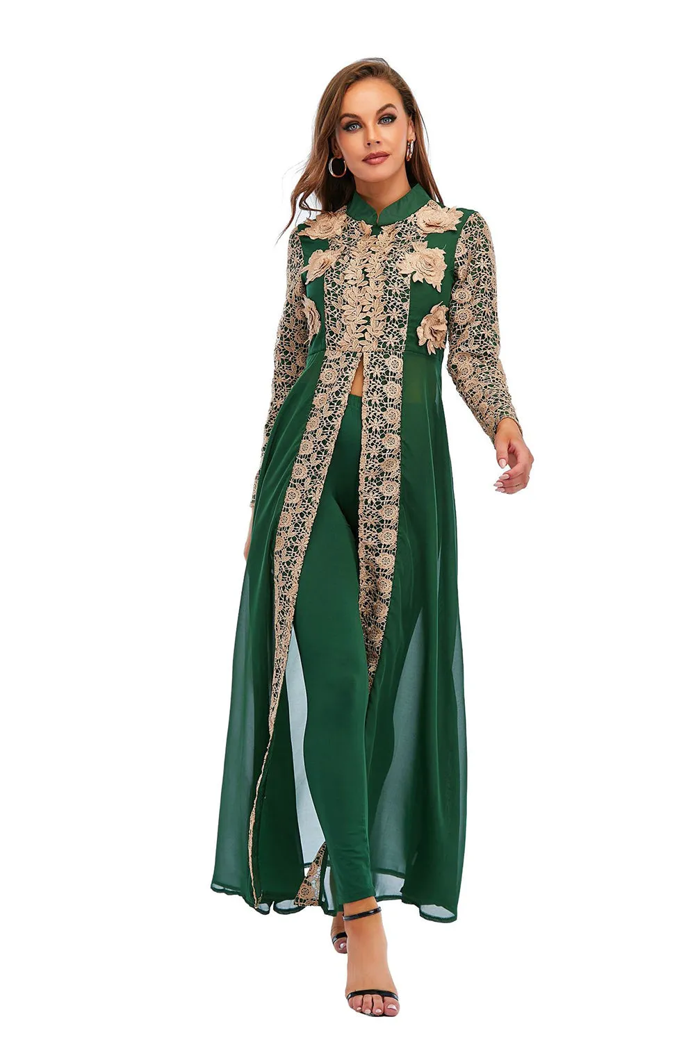 Abaya Muslim Dress Kaftan for Women / Two Piece Top and Pant for Women