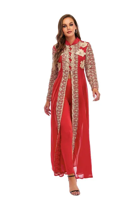 Abaya Muslim Dress Kaftan for Women / Two Piece Top and Pant for Women