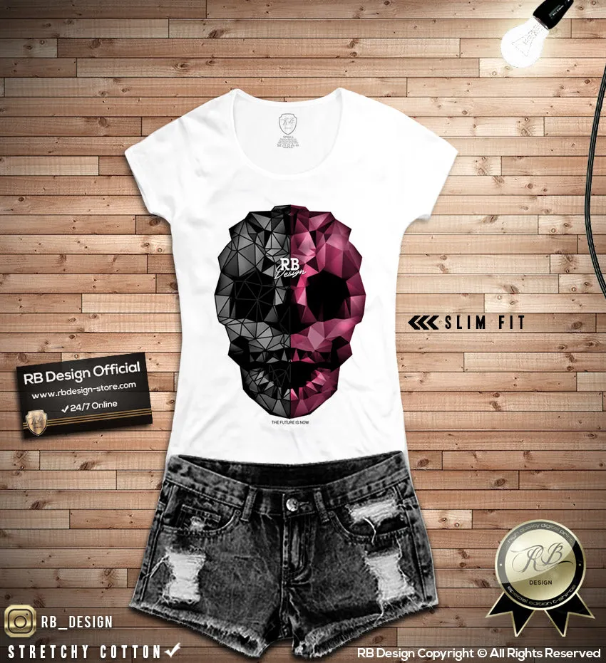 Abstract Designer Skull T-shirt Unique RB Design Top WD351