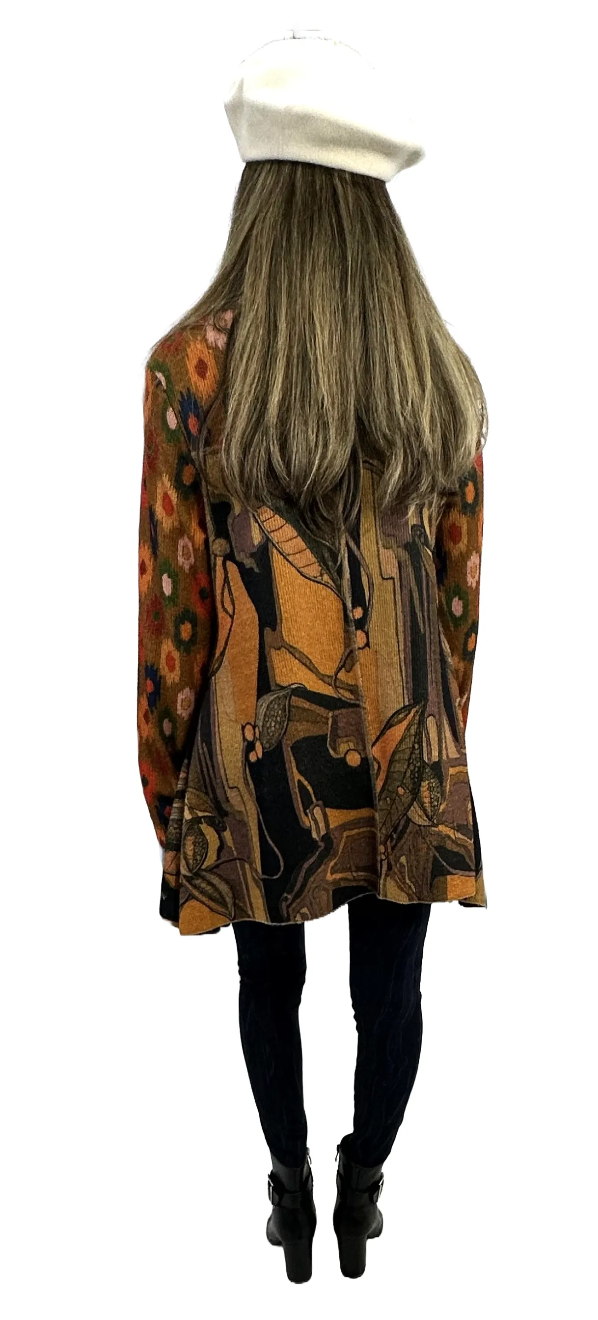 Abstract Printed Sweater Tunic