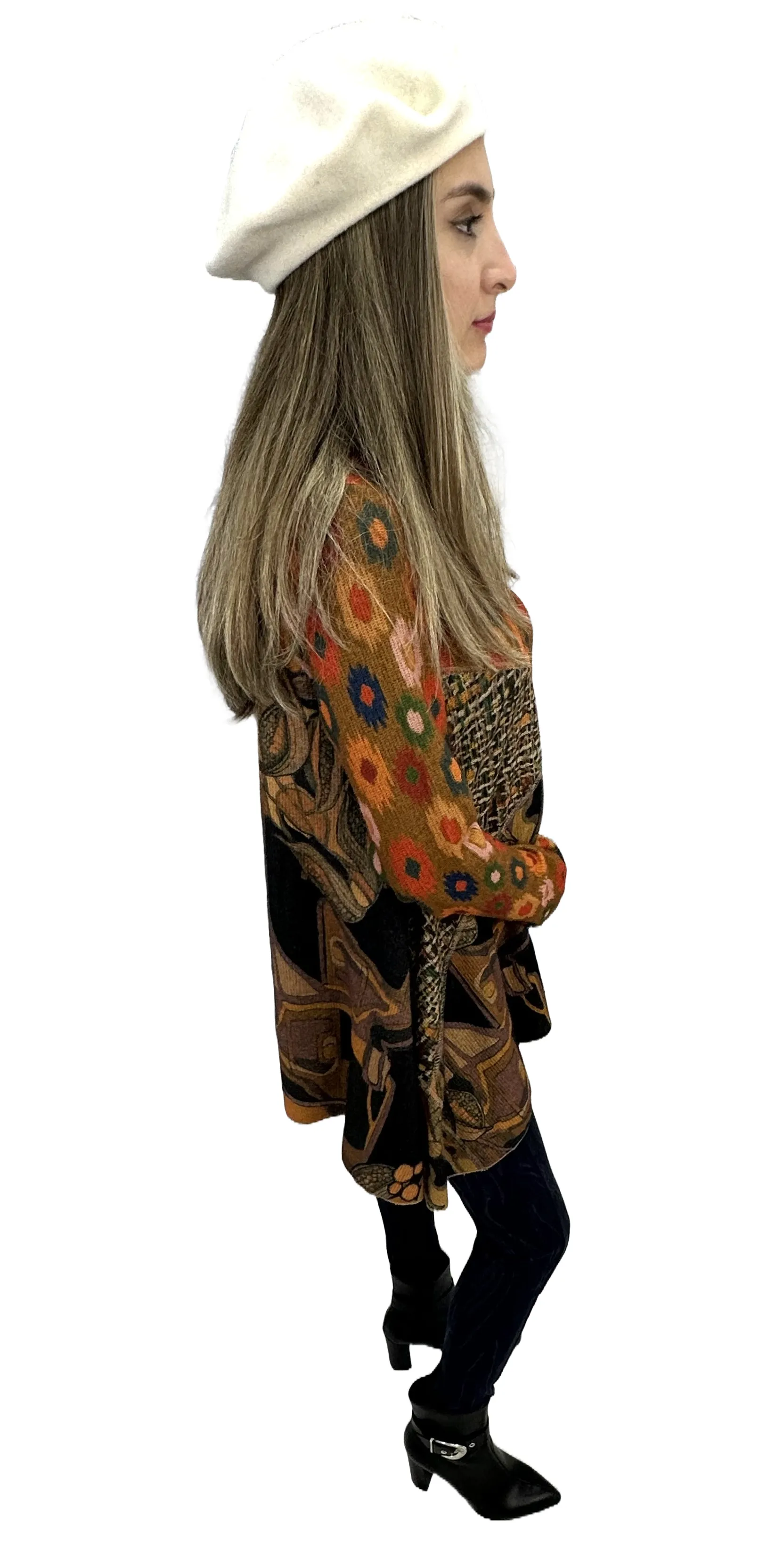 Abstract Printed Sweater Tunic