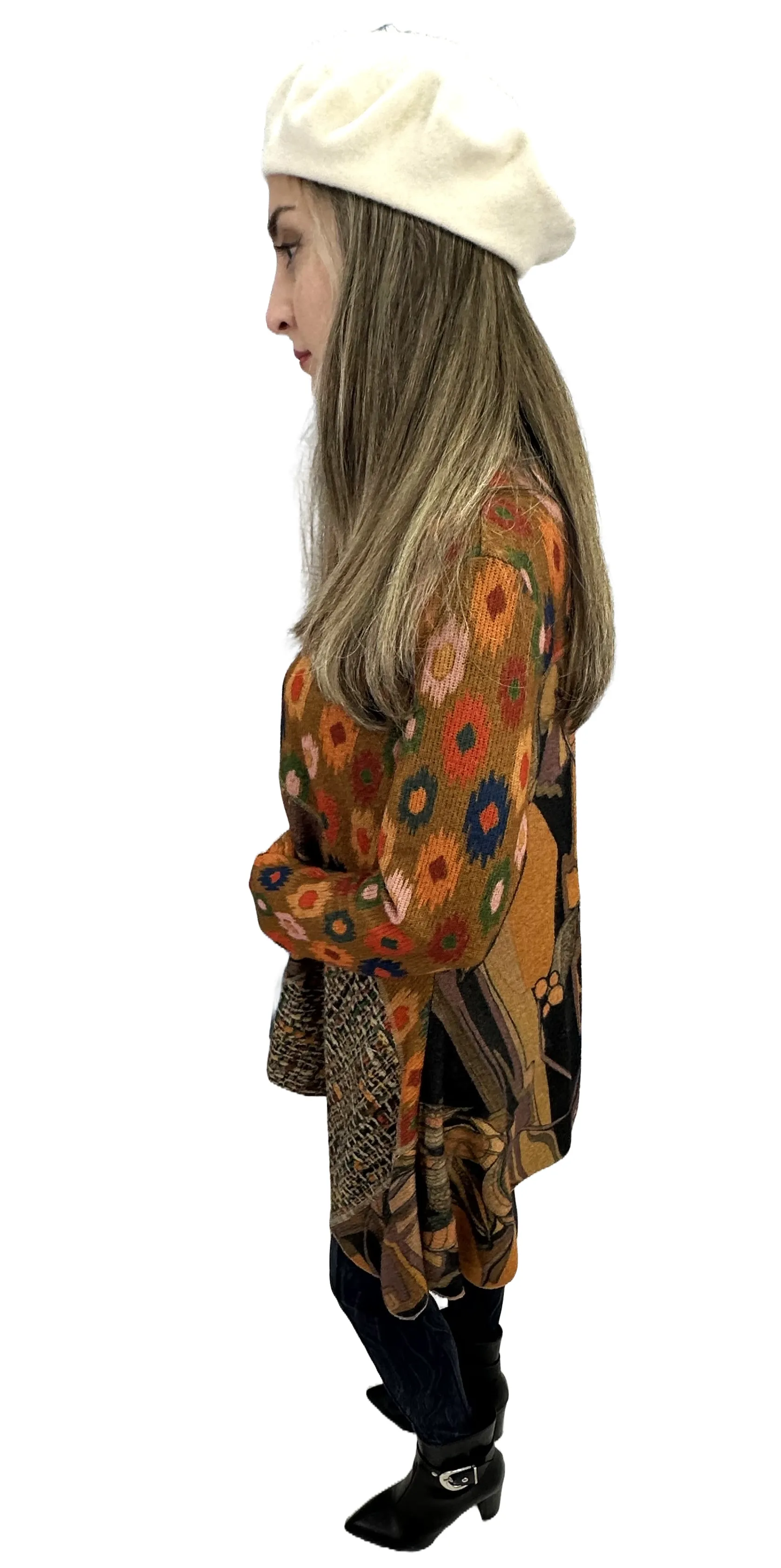 Abstract Printed Sweater Tunic