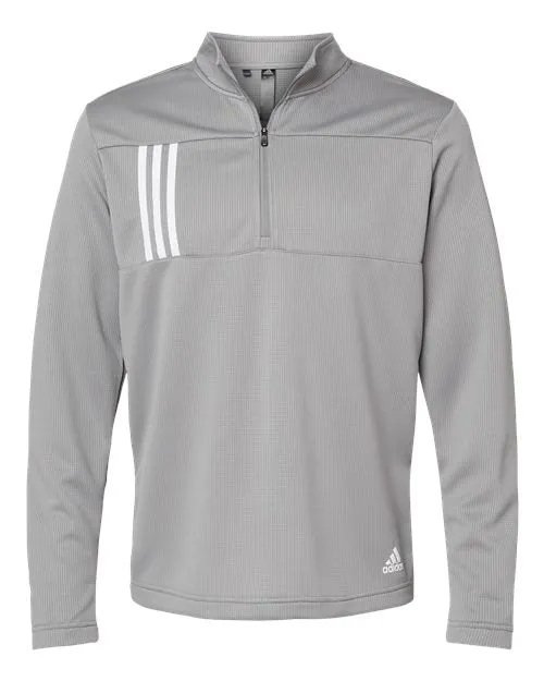 Adidas Men's 3-Stripes Double Knit Quarter-Zip Pullover