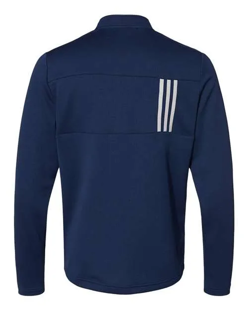 Adidas Men's 3-Stripes Double Knit Quarter-Zip Pullover