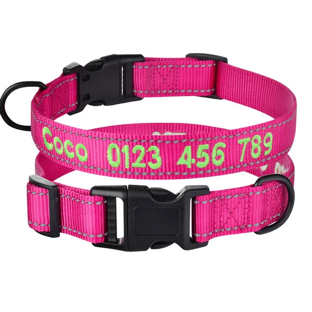 Adjustable Nylon Dog Collar Personalized