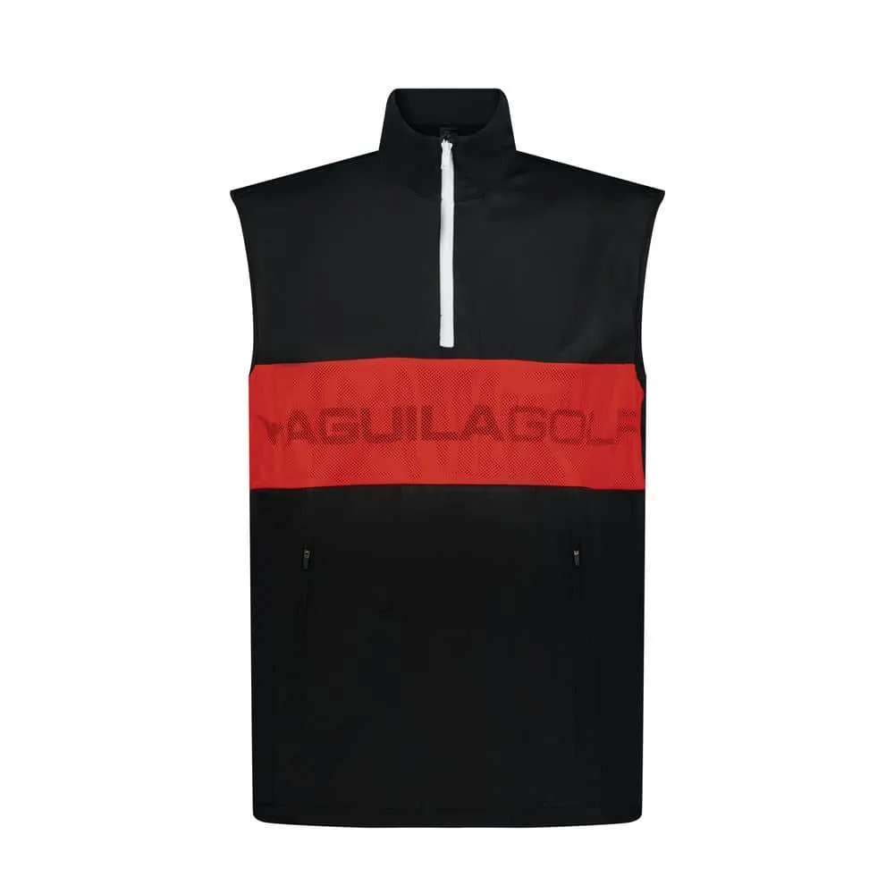 Aguila Golf Sleeveless Quarter-Zip Vest – Red Stripe Design