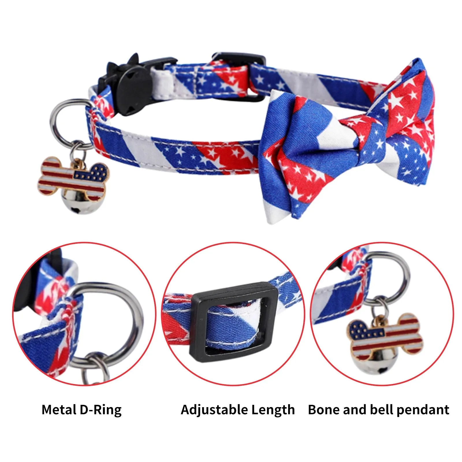 Aiitle American Flag Cat Collar for 4th of July Independence Day