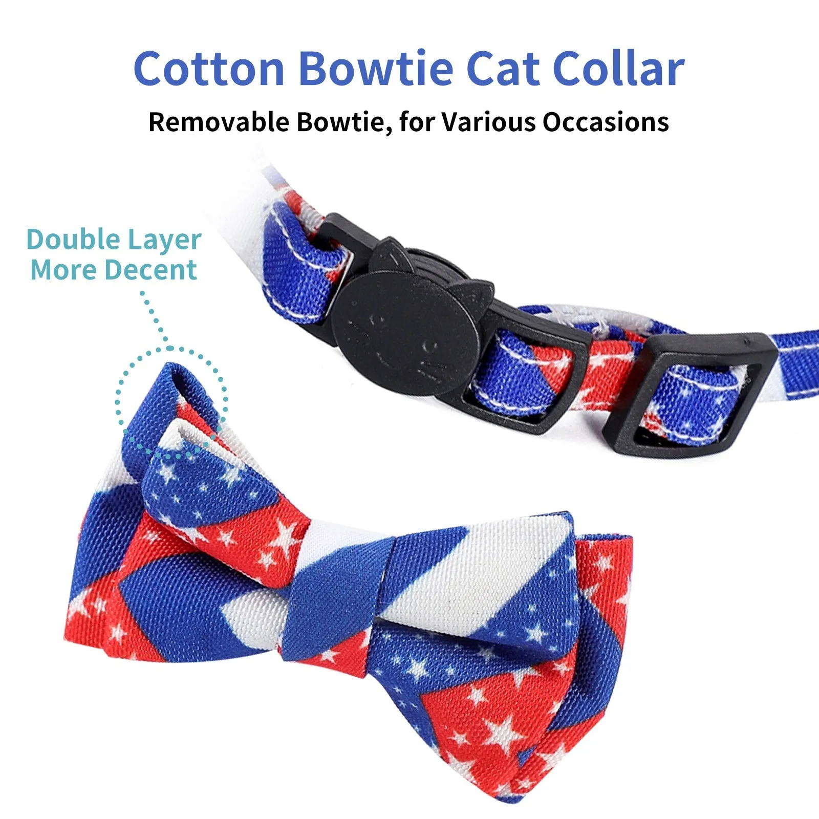 Aiitle American Flag Cat Collar for 4th of July Independence Day