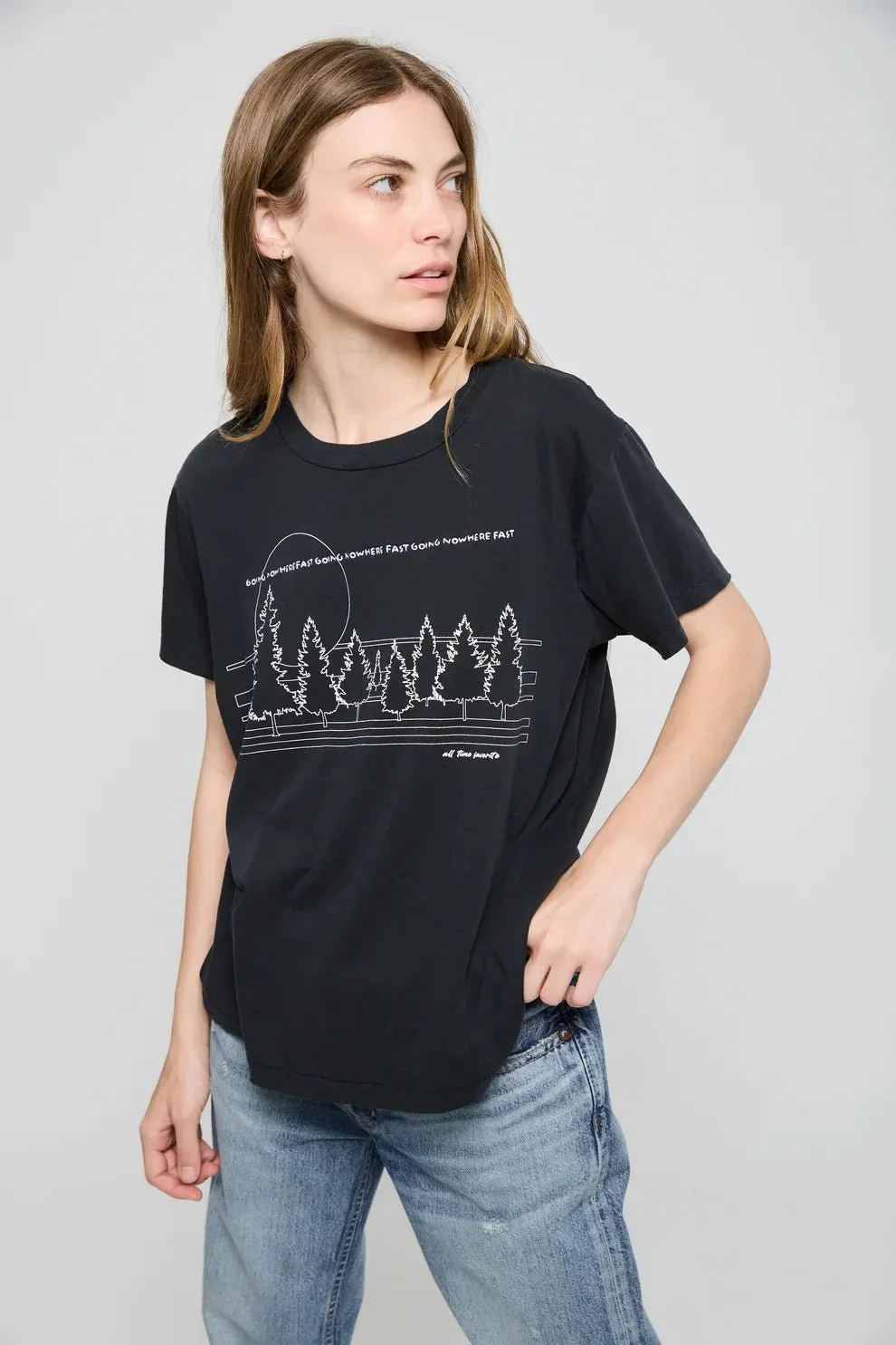 All Time Favorite - Black Outline Pines Short Sleeve Crew