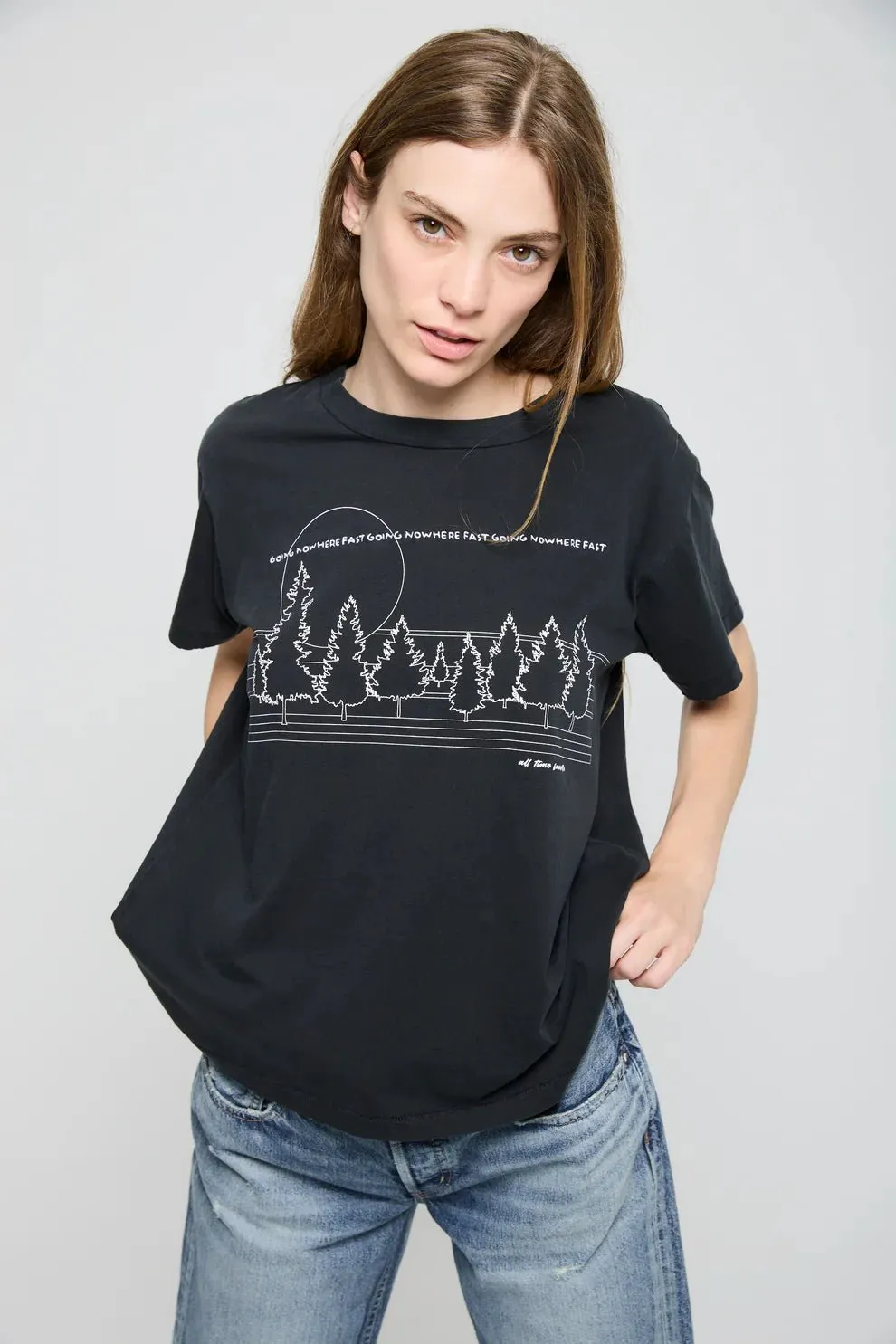 All Time Favorite - Black Outline Pines Short Sleeve Crew