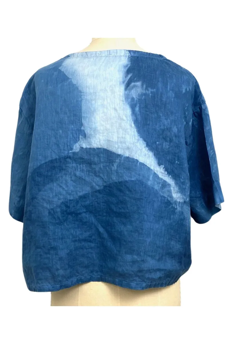 Allyn Boxy Tee Organic Linen in Blue