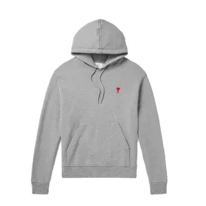 AMI Paris De Coeur Oversized Hoodie in Heather Grey