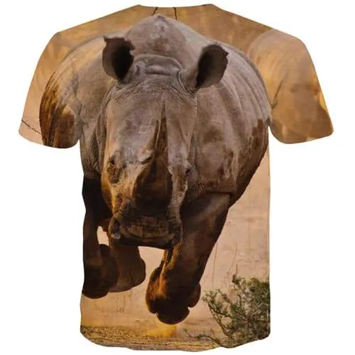 Animal T shirts Men Rhinoceros Tshirts Cool Terror Shirt Print Halloween Tshirt Anime Hip Hop T-shirts Graphic Short Sleeve