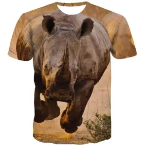 Animal T shirts Men Rhinoceros Tshirts Cool Terror Shirt Print Halloween Tshirt Anime Hip Hop T-shirts Graphic Short Sleeve