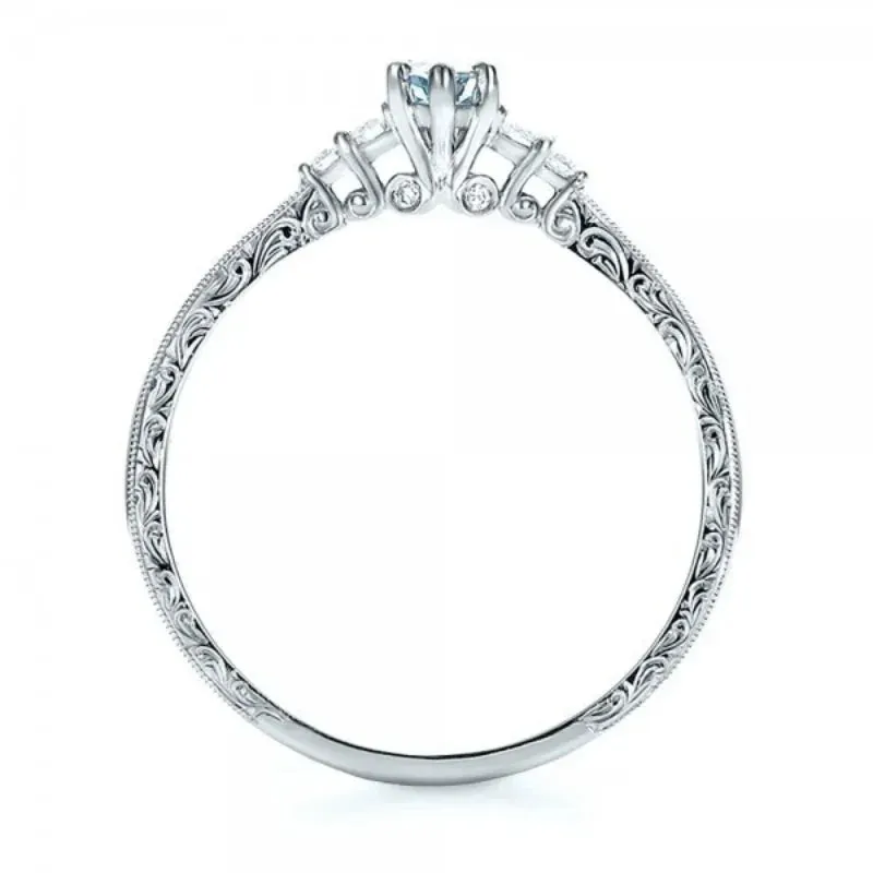 Aquamarine King Wedding Ladies Fashion Ring