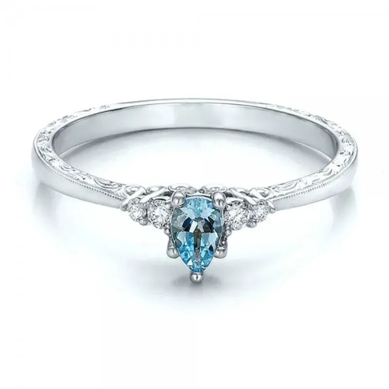 Aquamarine King Wedding Ladies Fashion Ring