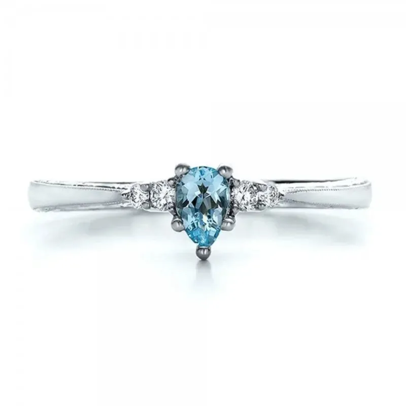 Aquamarine King Wedding Ladies Fashion Ring