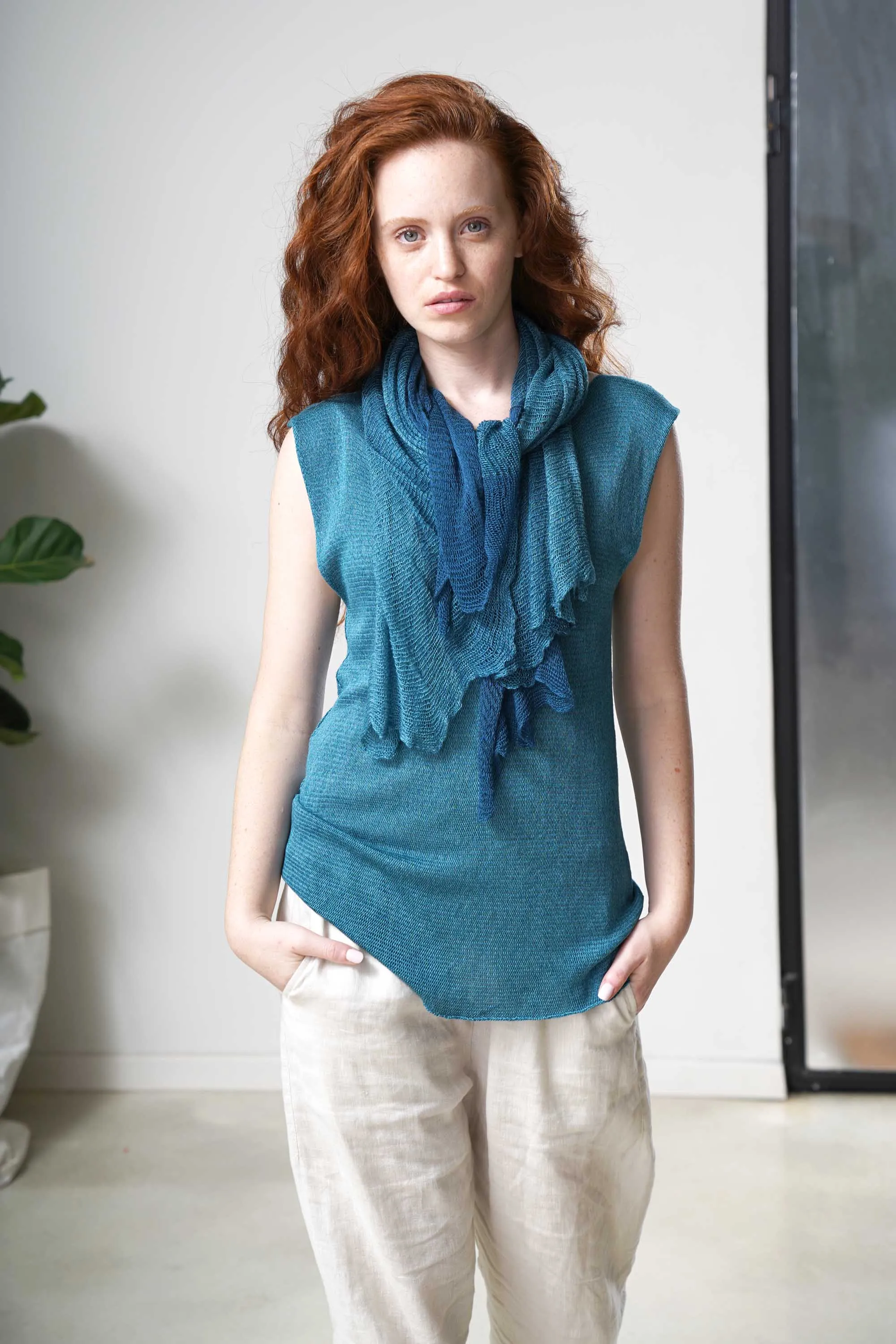 Aqvarelle Ripples Bamboo Scarf - Blue