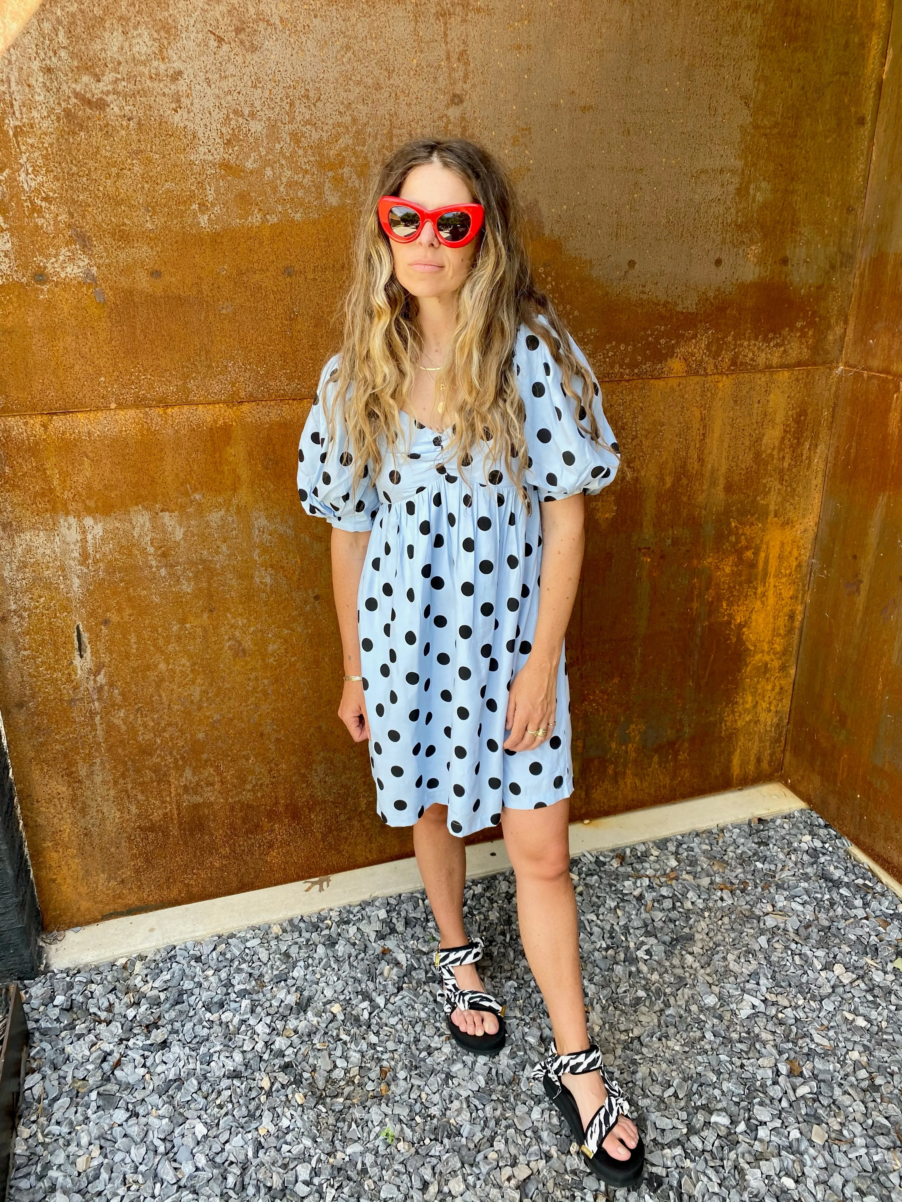 august polka dot dress