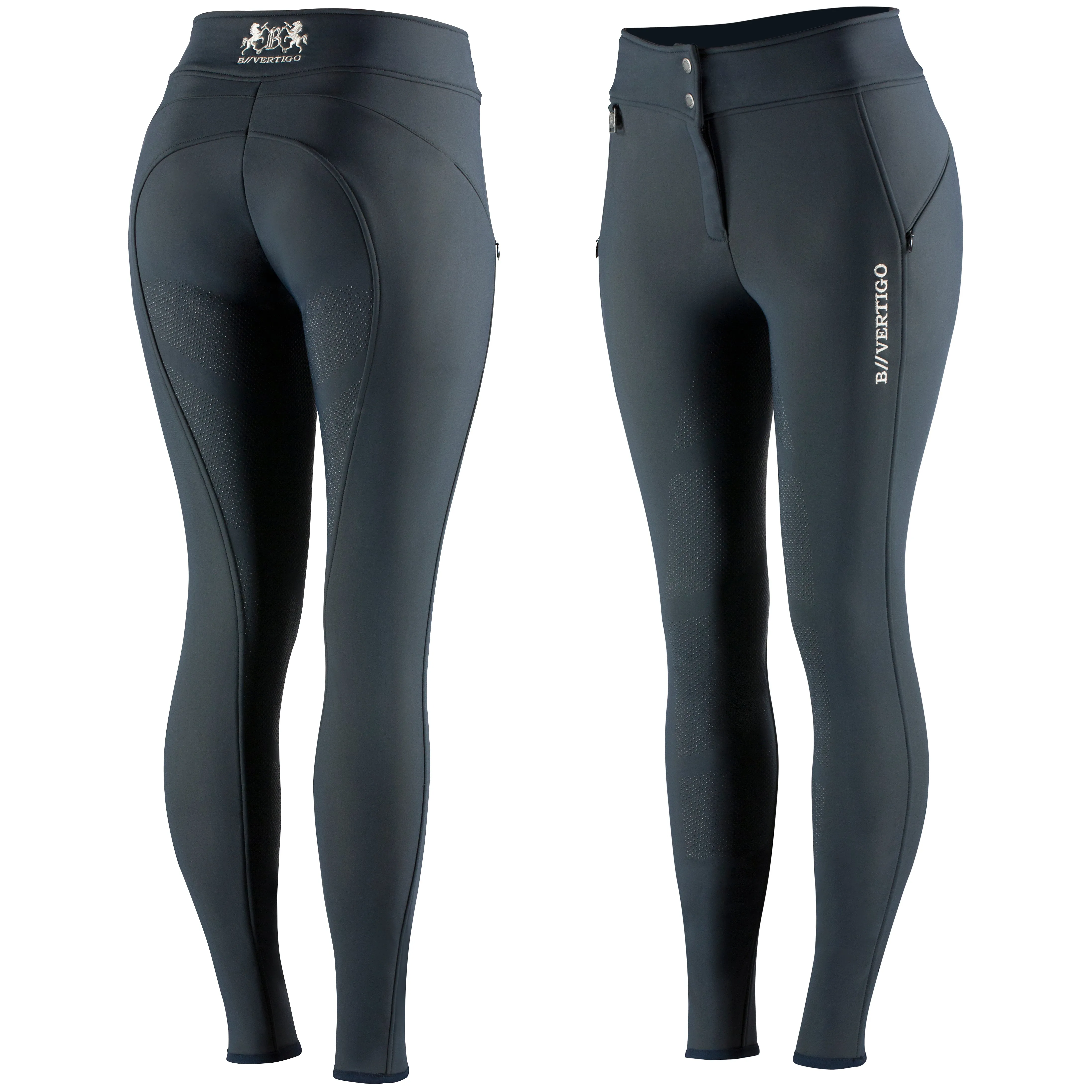 B Vertigo Justine Thermo Silicone Full Seat Winter Breeches, Dark Navy