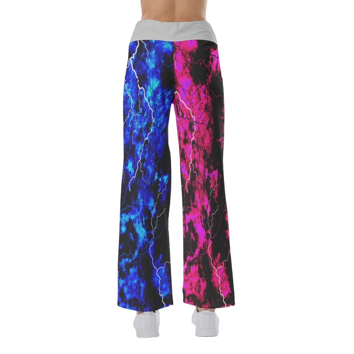 Baby Girl Face Smile Half Blue Pink High-waisted Wide Leg Pants