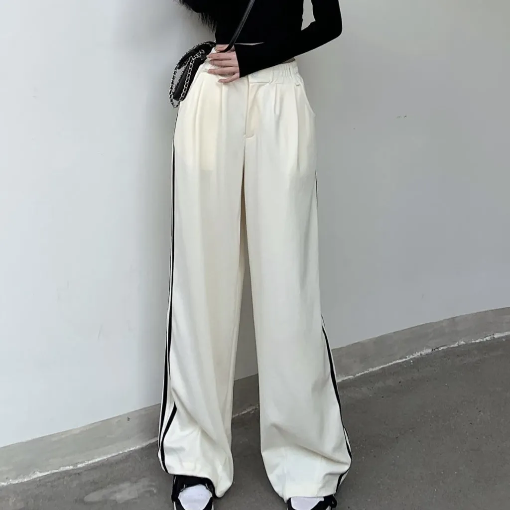 Back Lace-Up Skinny T-Shirt Striped Trousers Set