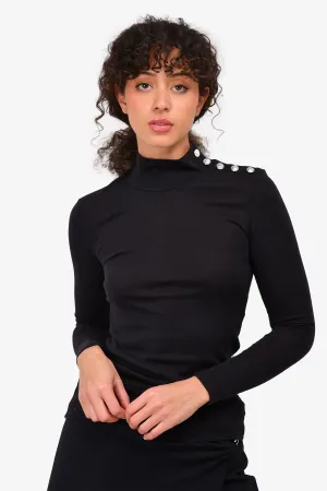 Balmain Black Wool/Cotton Turtleneck Top Size 36