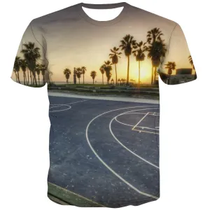 Basketball T shirts Men Night View Tshirts Casual Galaxy Tshirts Cool City Tshirt Printed