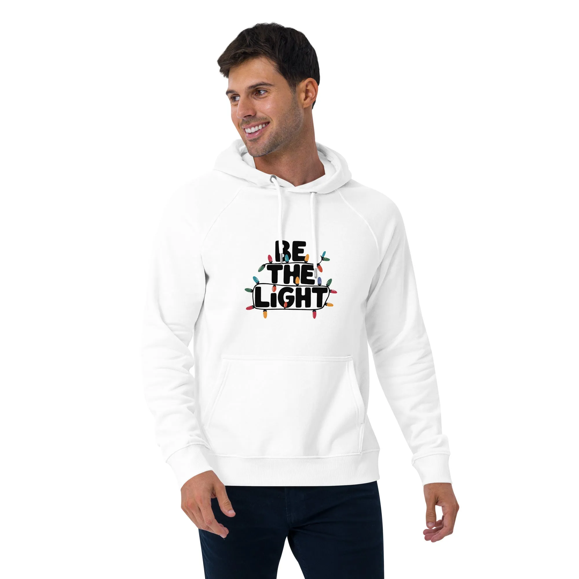 Be The Light Graphic Men Eco Raglan Hoodie