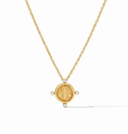 Bee Cameo Solitaire Necklace CZ