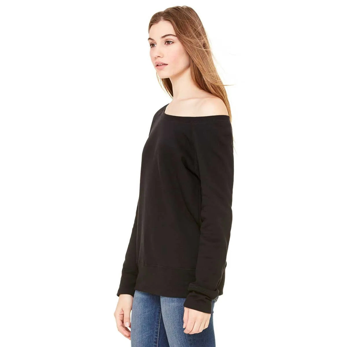 Bella   Canvas Women's Black Wide Neck Sweatshirt