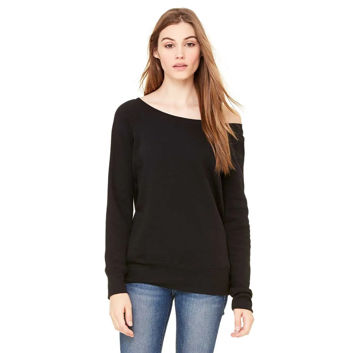 Bella   Canvas Women's Black Wide Neck Sweatshirt