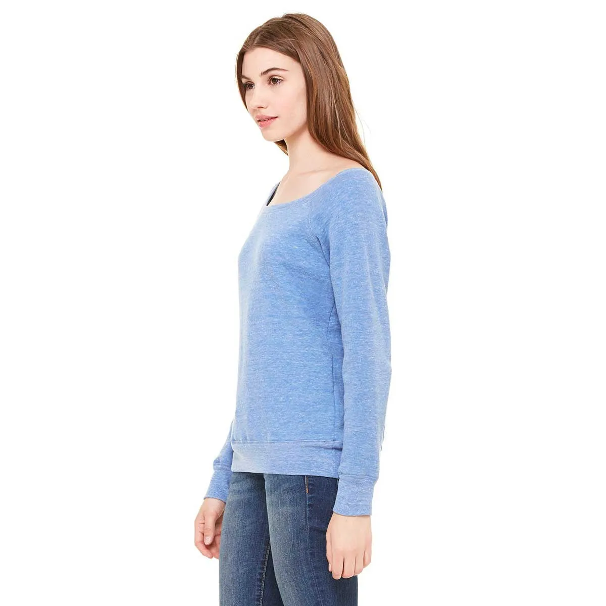 Bella   Canvas Women's Blue Triblend Wide Neck Sweatshirt