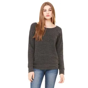 Bella   Canvas Women's Charcoal-Black Triblend Wide Neck Sweatshirt