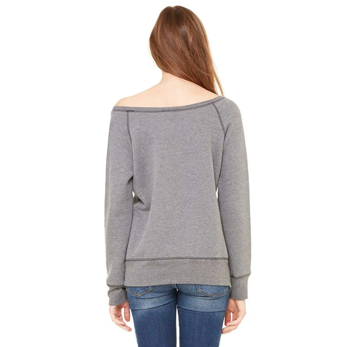 Bella   Canvas Women's Deep Heather Wide Neck Sweatshirt