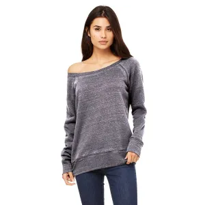 Bella   Canvas Women's Grey Acid Fleece Wide Neck Sweatshirt