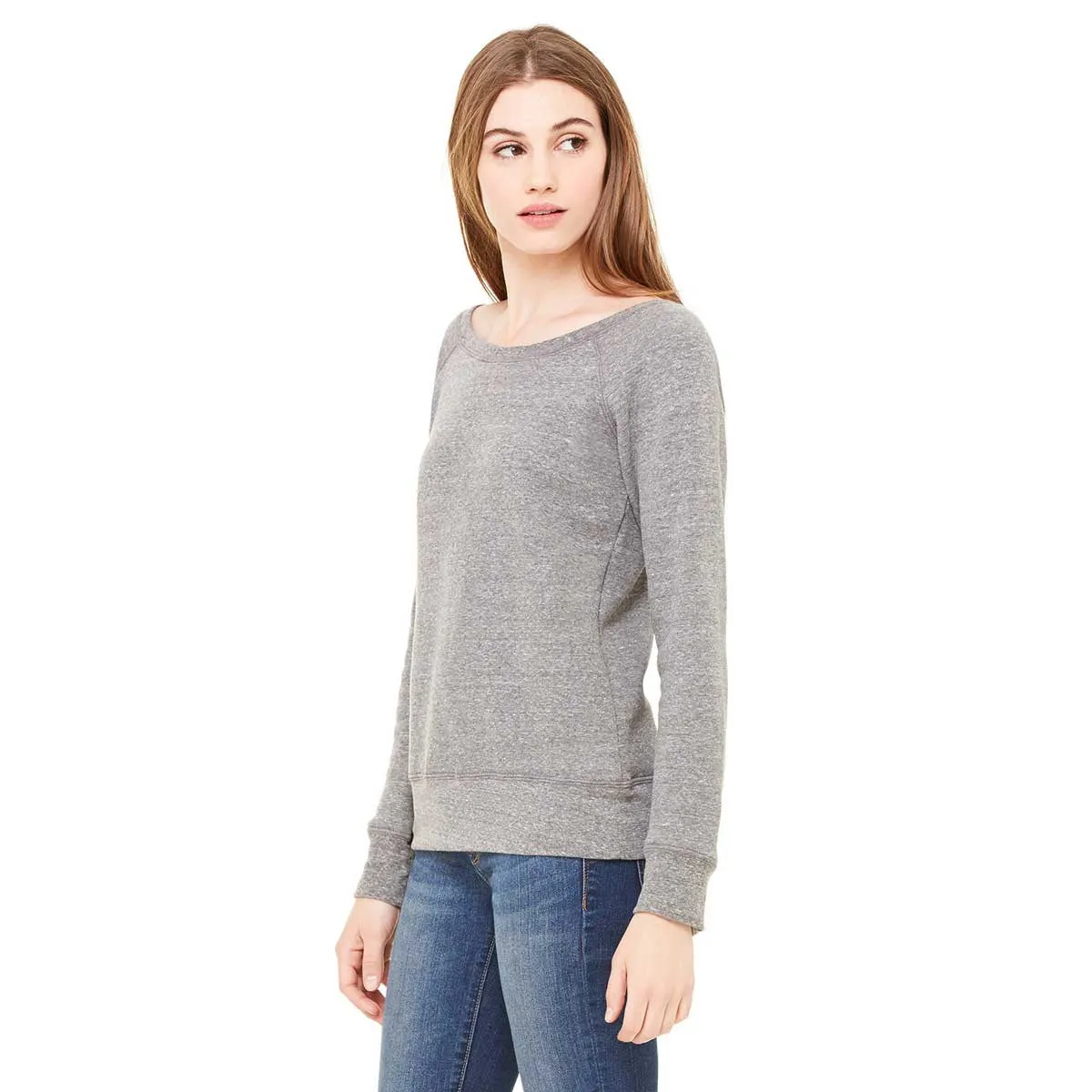 Bella   Canvas Women's Grey Triblend Wide Neck Sweatshirt