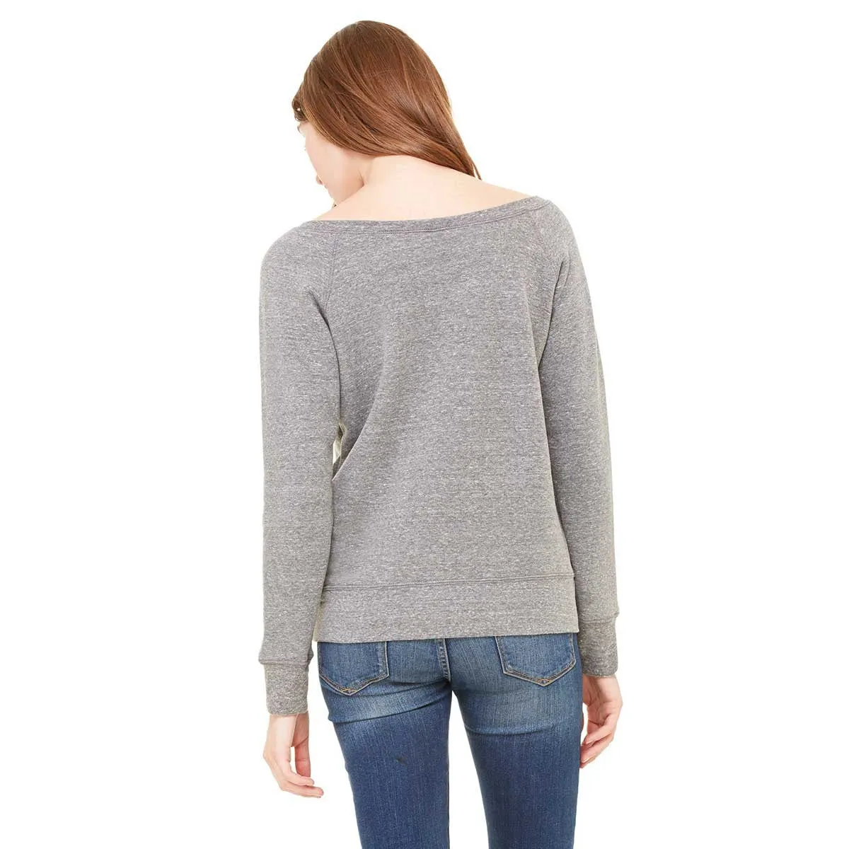 Bella   Canvas Women's Grey Triblend Wide Neck Sweatshirt