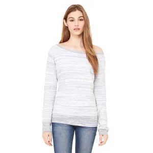 Bella   Canvas Women's Light Grey Marble Wide Neck Sweatshirt