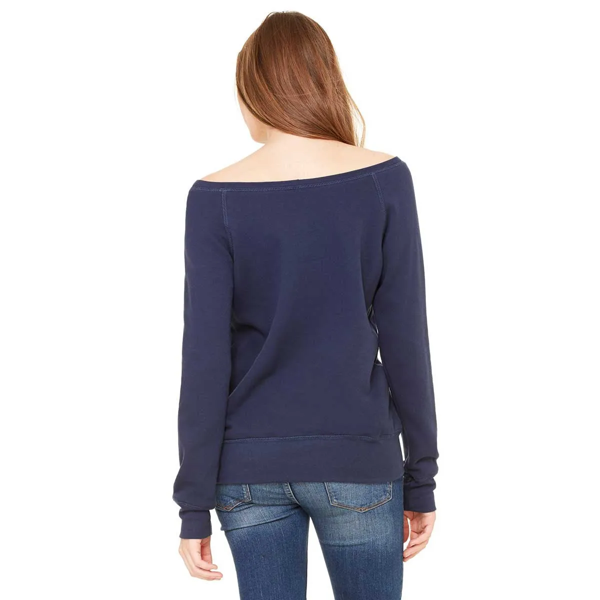 Bella   Canvas Women's Navy Wide Neck Sweatshirt