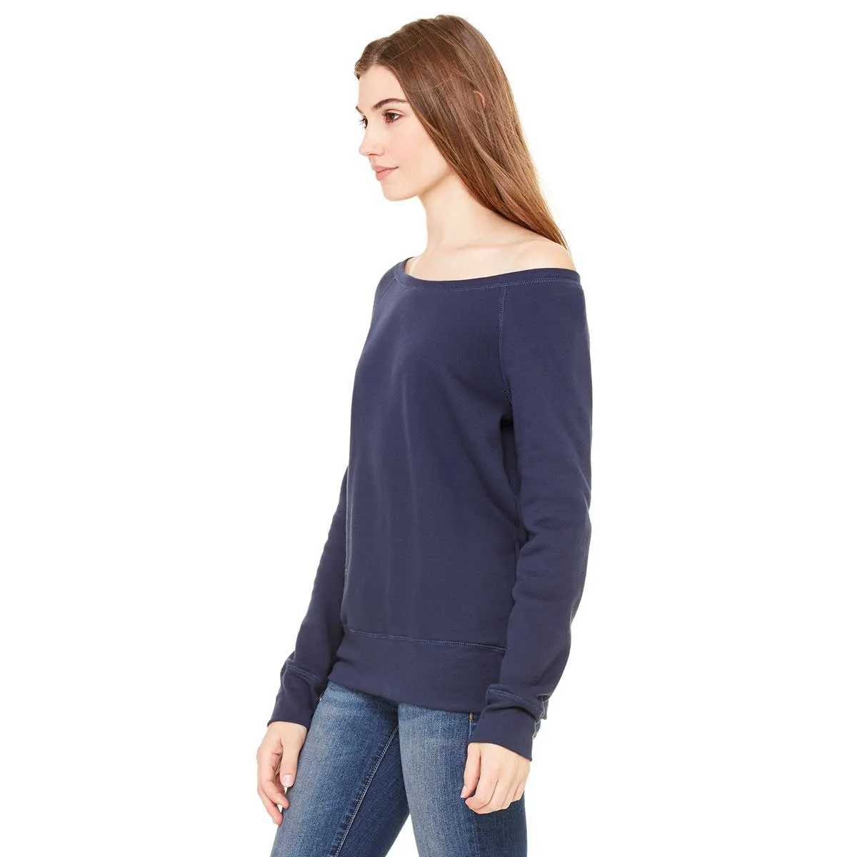 Bella   Canvas Women's Navy Wide Neck Sweatshirt