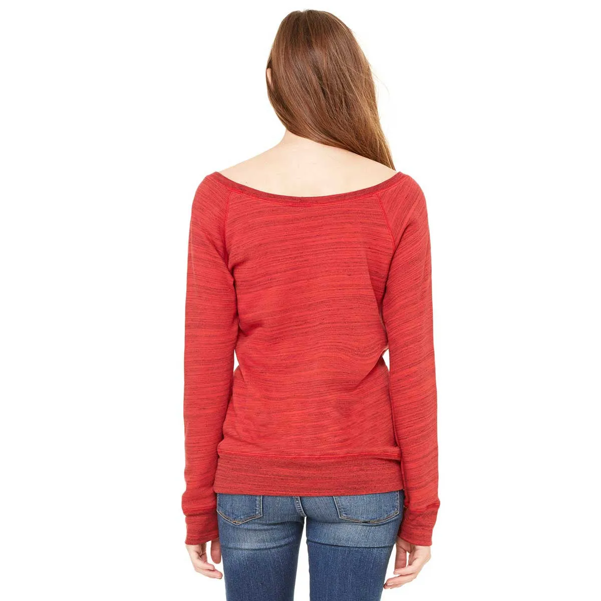 Bella   Canvas Women's Red Marble Fleece Wide Neck Sweatshirt