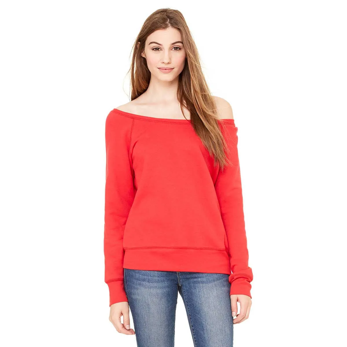 Bella   Canvas Women's Red Wide Neck Sweatshirt